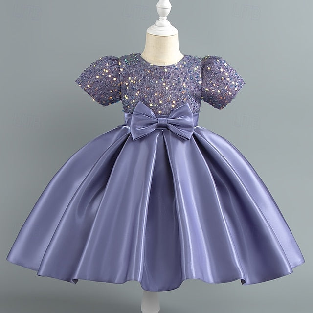 Wedding Dress Party Sleeve Girls' Short Sequin Toddler