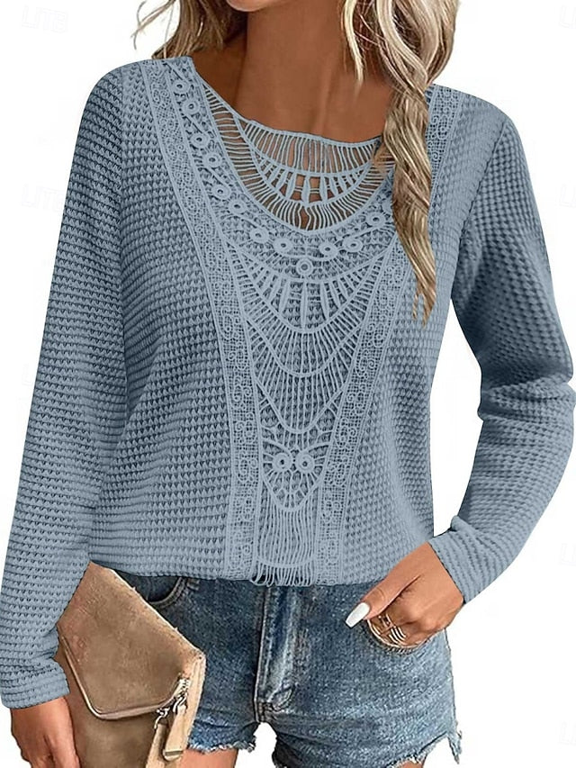 Women's Blouse Solid Color Elegant Stylish Casual Long