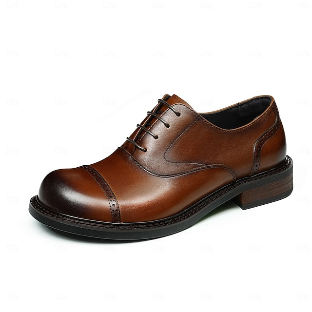 Toe Genuine Men's Cap Oxford First Leather Shoes-