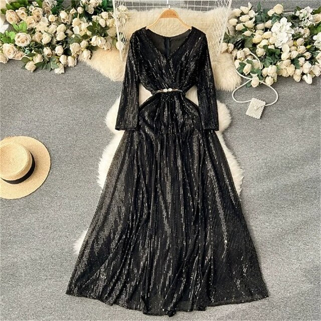 Women's Midi Dress Sequin Dress Elegant Fashion Modern