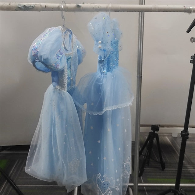 Cosplay Frozen Princess Cloak Dress Girl Elsa Flower