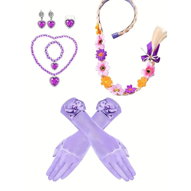 Theme Party Rapunzel Fairytale Princess Flower Dress Sofia Girl