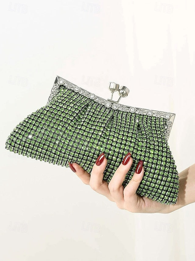 Vintage Purse Green Clutch Sage Rhinestone – Women's