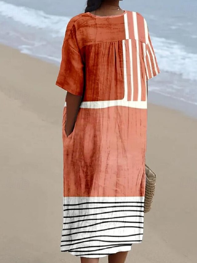 Women's Midi Dress Sundress Vacation Casual Beach Daily