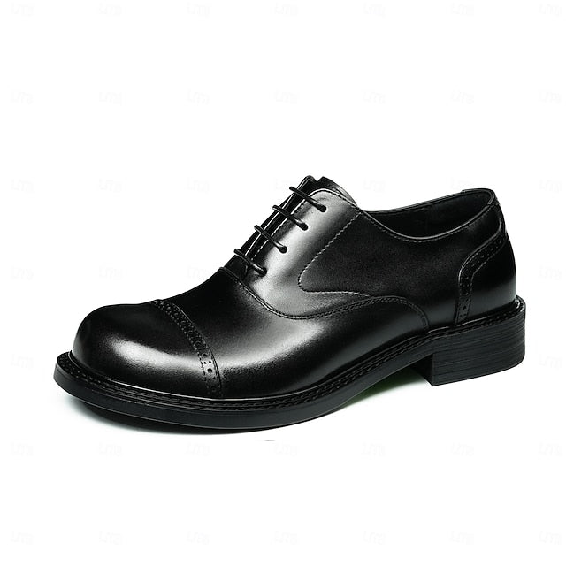 Leather Shoes- Toe First Men's Cap Oxford Genuine