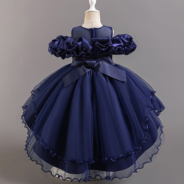 Sleeve Girls' Kids Wedding Flower Short Party Dress Floral