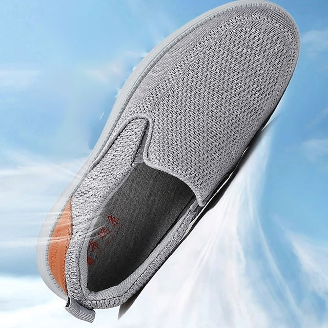 Sneakers Breathable Men's Stretch Navy – Slip-On Knit