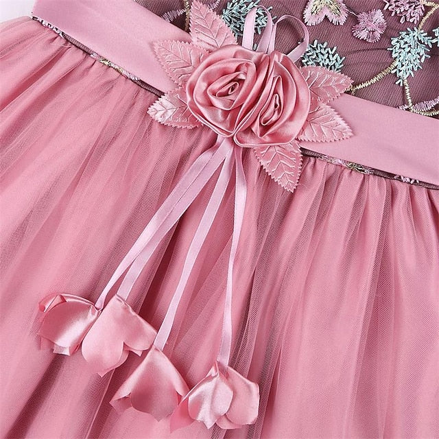 Girl Flower Dress Party Girls' Sleeveless 3D
