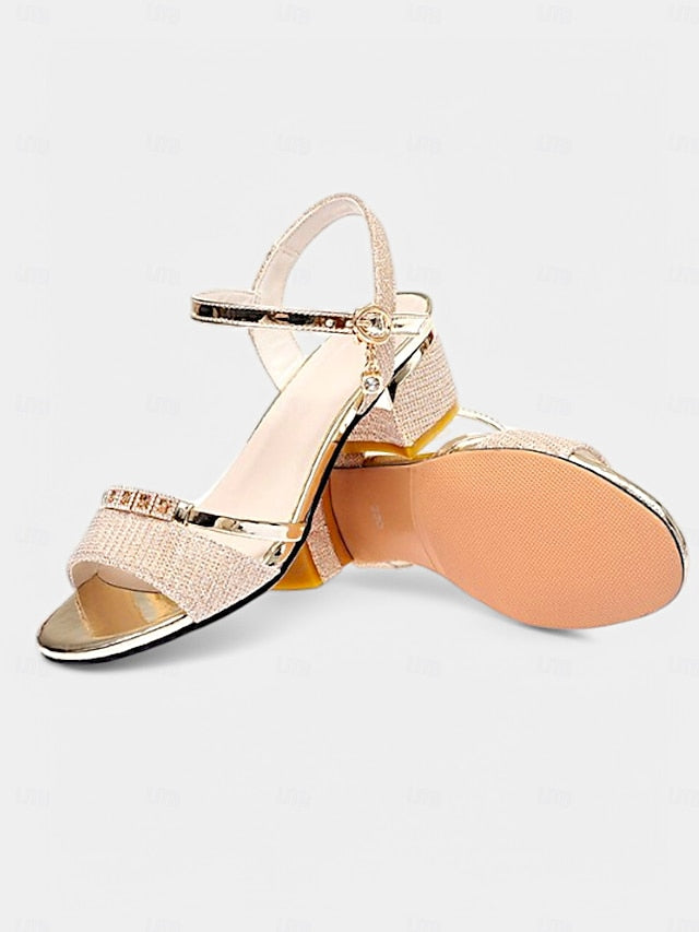 - Rhinestone Elegant Shoes for Heeled Sandals Women Silver
