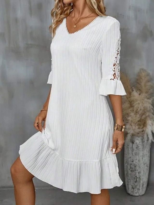 Women's Mini Dress White Dress Lace Dress Casual Dress