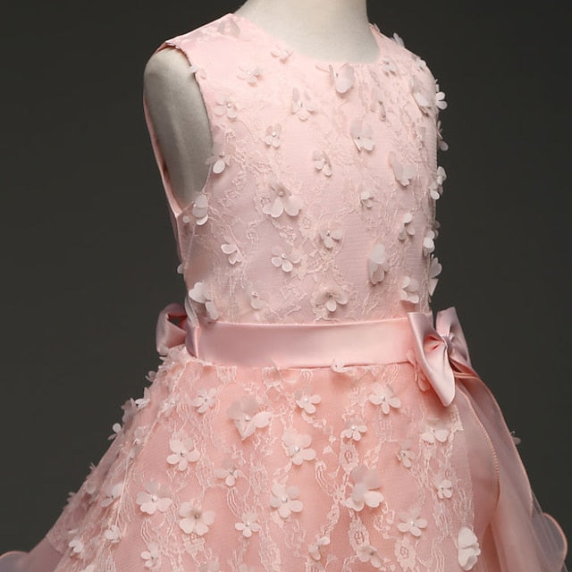 Flower Colored Girls' Girl Kids Dress Solid