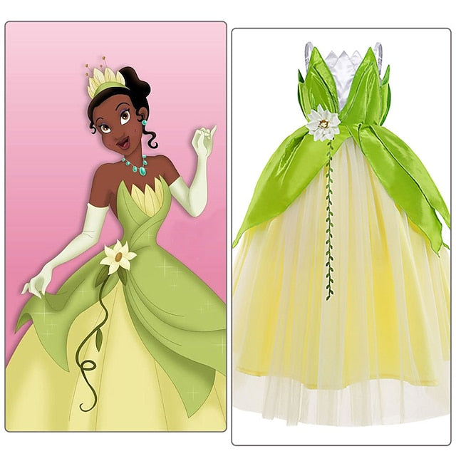 Tiana Bell Princess Theme Tinker Girl Dress Flower Fairytale