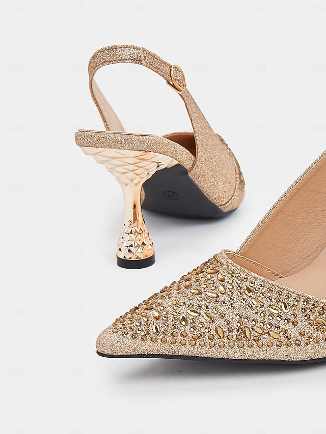 – Pumps Glitter Pointed Women's Sparkling Toe Slingback