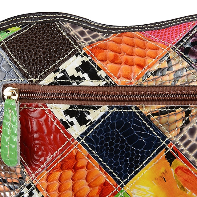 - Shoulder Women's Bag Colorful Bohemian Leather Patchwork