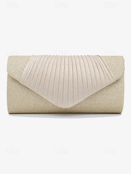 Evening Pleated with Design Champagne Bag Glitter – Clutch