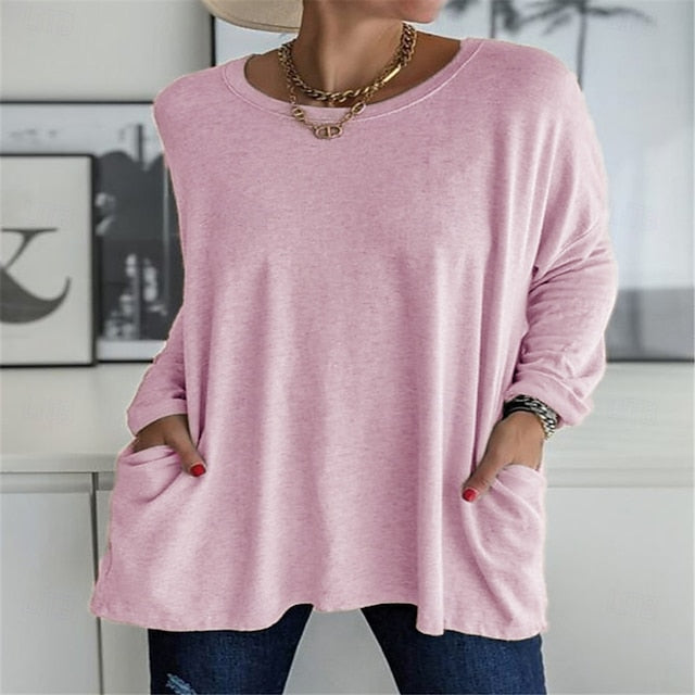 Women's Tunic T Shirt Solid Color Plain Stylish Classic