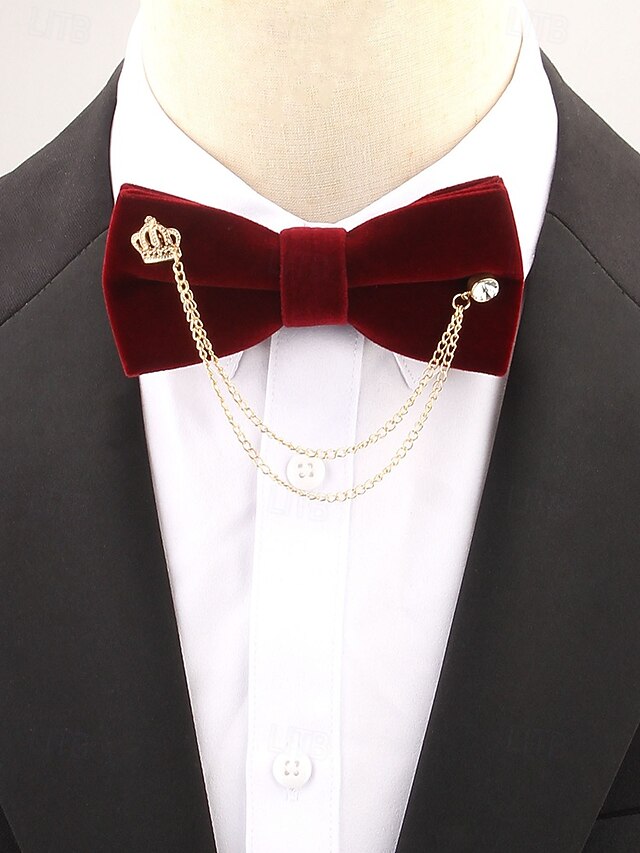 with Tie Velvet Crown Detail Men's – Chain Bow and