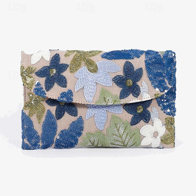 Floral Embroidered Handheld Women's Clutch Evening - Bag