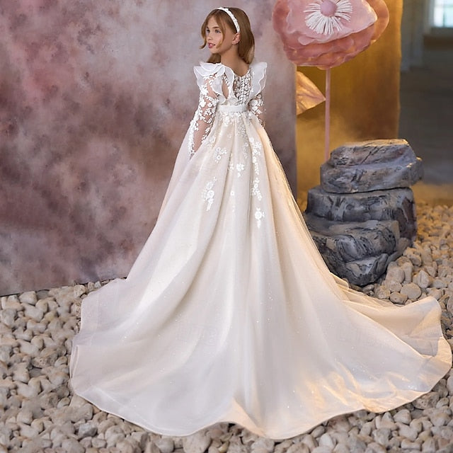 Color Dress Communion Solid Kids First Girls' Party