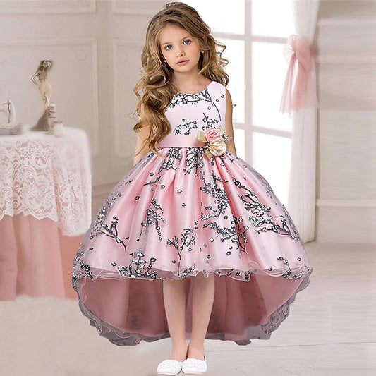 Sleeveless Solid Girls' Kids Dress Colored Wedding Floral