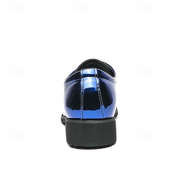 Green Patent Men Leather for – Shoes Formal Lace-Up Glossy