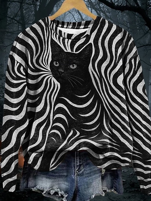 Women's Pullover Sweatshirts Cat Fashion Streetwear Classic