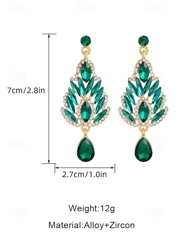 Drop Emerald Green Women's Crystal – Earrings