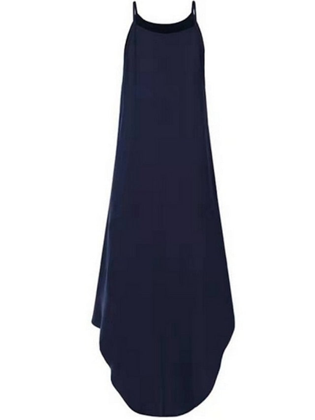 Women's Blue Black Orange Summer Spring Long Dress Maxi