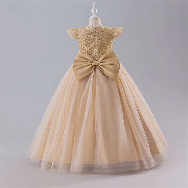 Girl Kids Color Party Block Girls' Dress Flower