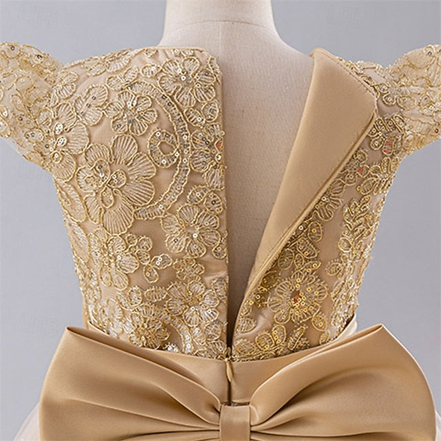 Girl Kids Color Party Block Girls' Dress Flower