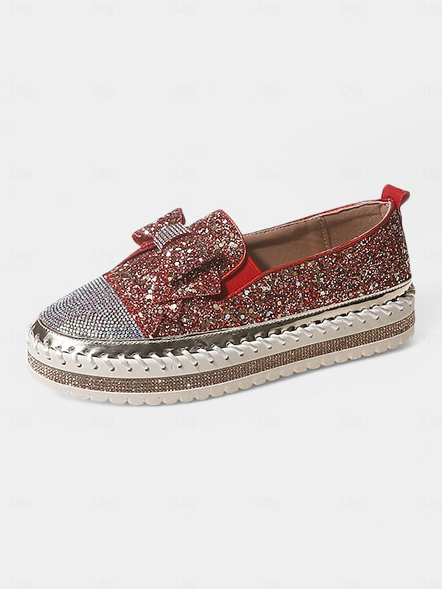 Women Rhinestone Sparkling for Loafers Glittery Slip-On –