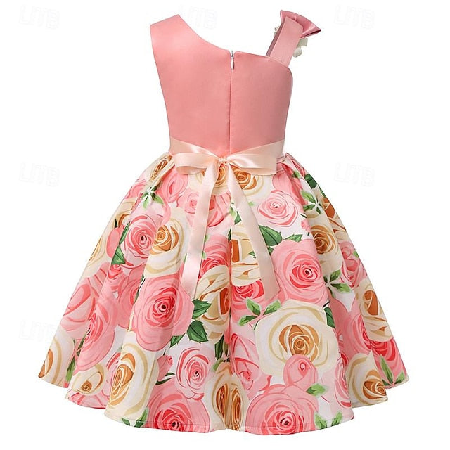 Easter Sleeveless Girls' Flower Dress 3D Summer Party