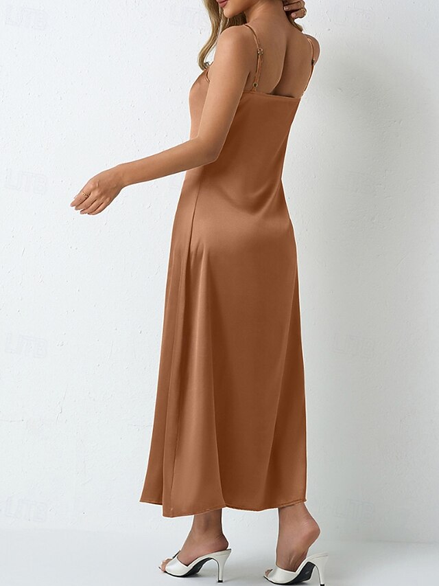 Women's Midi Dress Satin Dress Party Dress Cocktail Dress