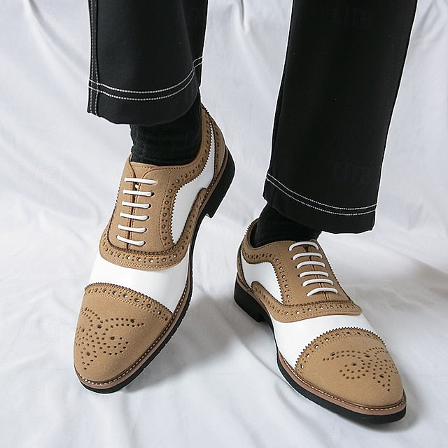 Brown Brogue with and Oxford Shoes Men's Classic White