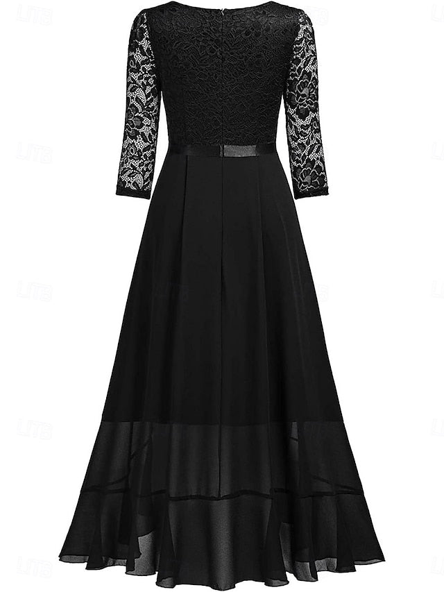 Women's Blue Black Summer Spring Fall Maxi Dress A Line