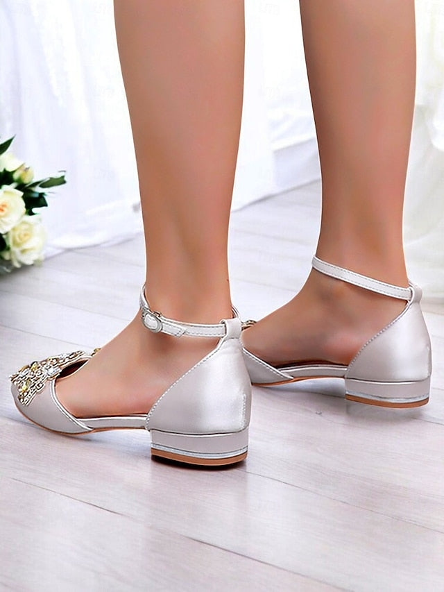 Pointed-Toe – Embellished Vintage Green Flats Style Gemstone