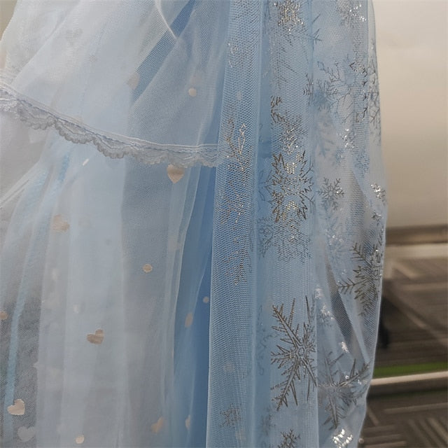 Cosplay Frozen Princess Cloak Dress Girl Elsa Flower
