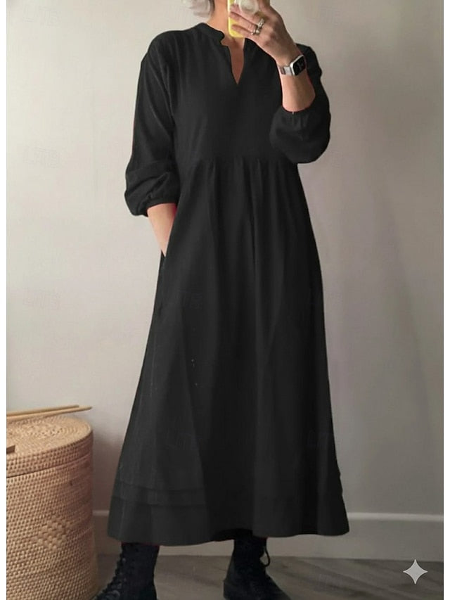 Women's Cotton Linen Maxi Dress Shift Dress A Line Dress