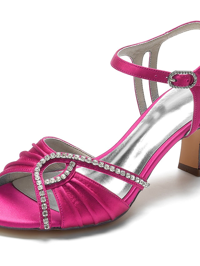 Satin Navy – Sandals Women's Blue Heeled Rhinestone