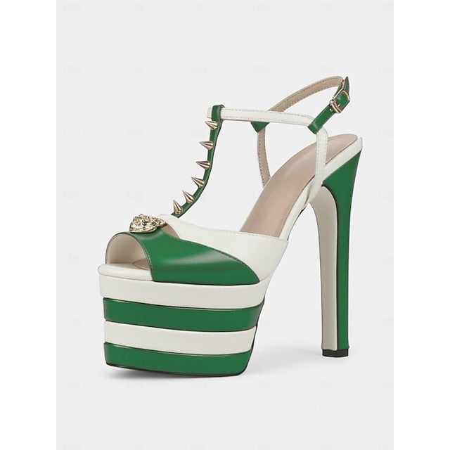 and High Edgy Platform Metallic Gold Silver - Heels Women's