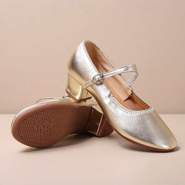 Shoes Mary Low Dance with Heel Jane Gold Women's Buckle