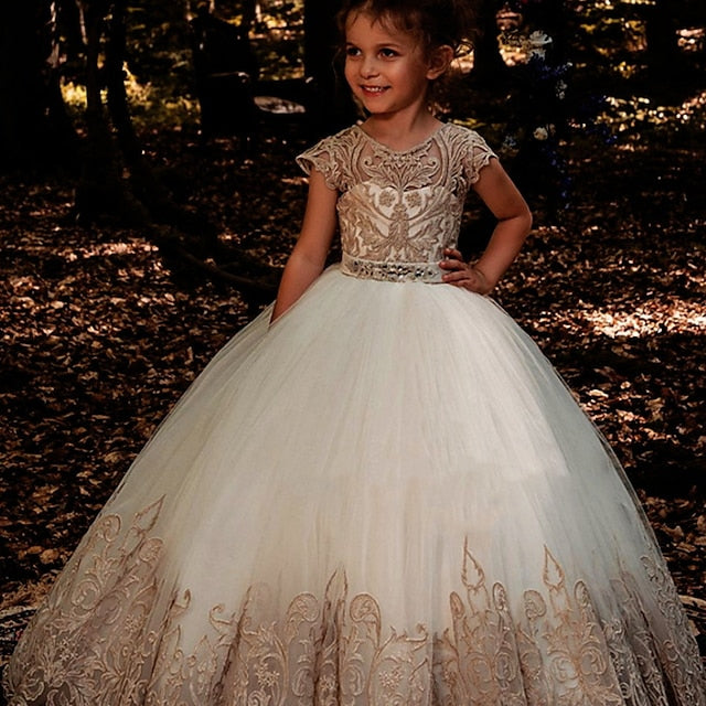 Solid Colored Flower Floral Kids Dress Girls' Girl