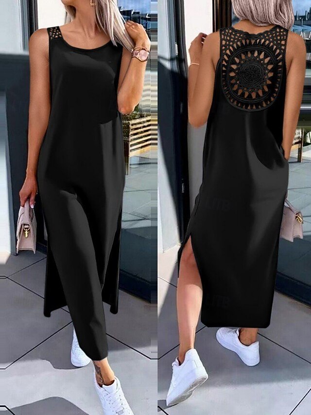 Women's Maxi Dress A Line Dress Solid Color Tank Dress