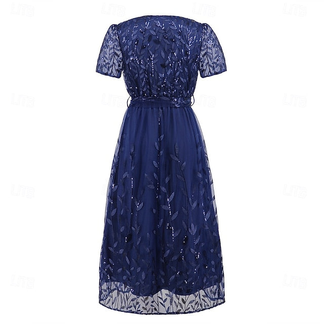 Bride Sequin V Elegant of the Mother Neck Dress A-Line