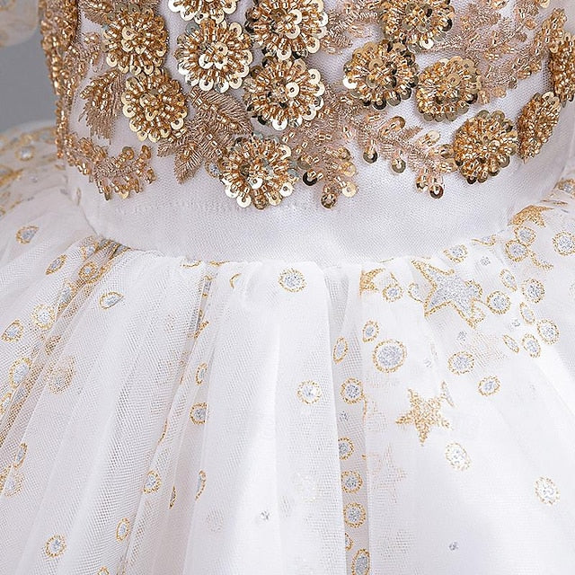 Girl Sequin Floral Girls' Dress Kids Party Flower