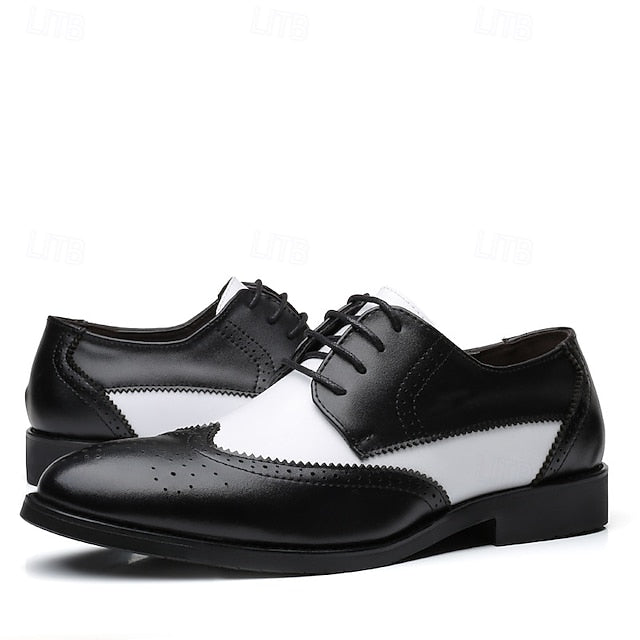 Shoes Men's and Black White with Oxford Brogue