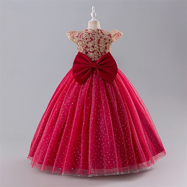 Girl Kids Color Party Block Girls' Dress Flower