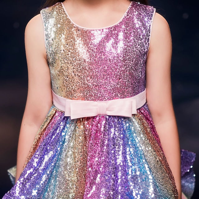 Girls' colour Sleeveless Kids Sequin Party Dress Wedding