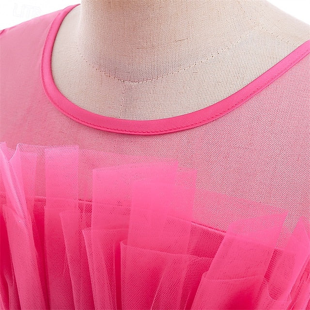 Kids Party Sleeveless Girls' Solid Dress Performance Color