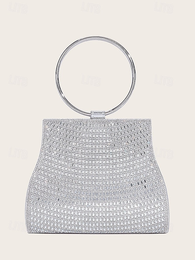 Handle Ring Crystal with – Elegant Gold Clutch Evening